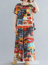 Two-Pieces Loose Printed T-Shirt And Pants Suit